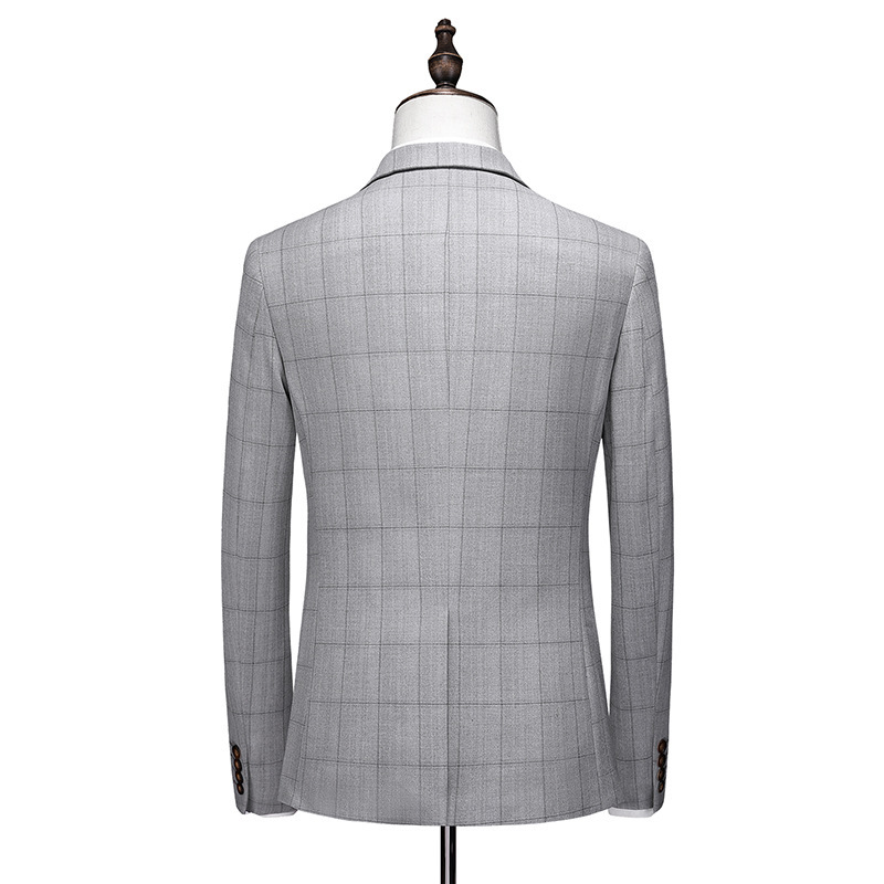 2026 otoño nuevo negocio casual cuadrado un traje de botón coreano delgado de tres piezas vestido de boda novio