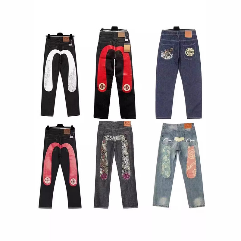 American Street Retro Hip-hop Printed Straight-leg Jeans Men's Fashion Casual All-match Slim Jeans American Street Retro Hip-hop Printed Straight-leg Jeans Men's Fashion Casual All-match Slim Jeans