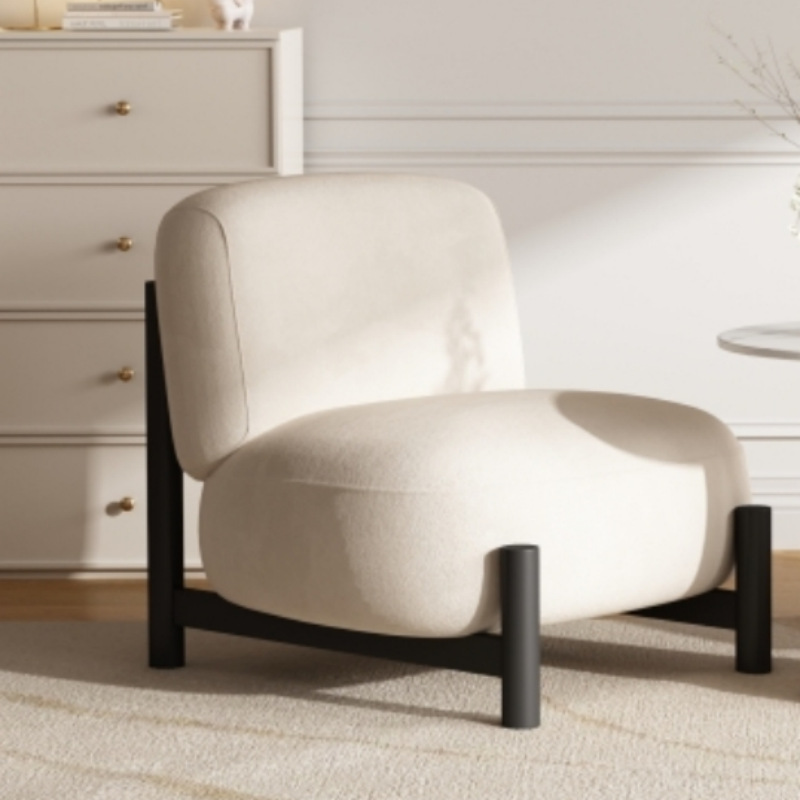 Medio Wabi-Jifeng Diseñador individual Sofá perezoso B & B Cordero Velvet Negociación Recepción Silla de ocio Una mesa y dos sillas