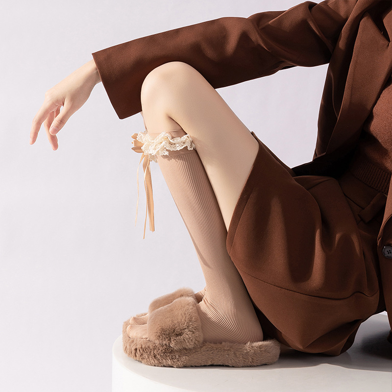 encaje Lolita pantorrilla de lazo de arco de presión jk largo estilo académico con botas adelgazante estilo de ballet rodillas