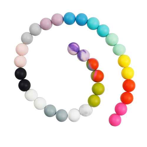 New solid color silicone beads DIY beads baby teething bracelet round beads teether necklace bracelet jewelry accessories