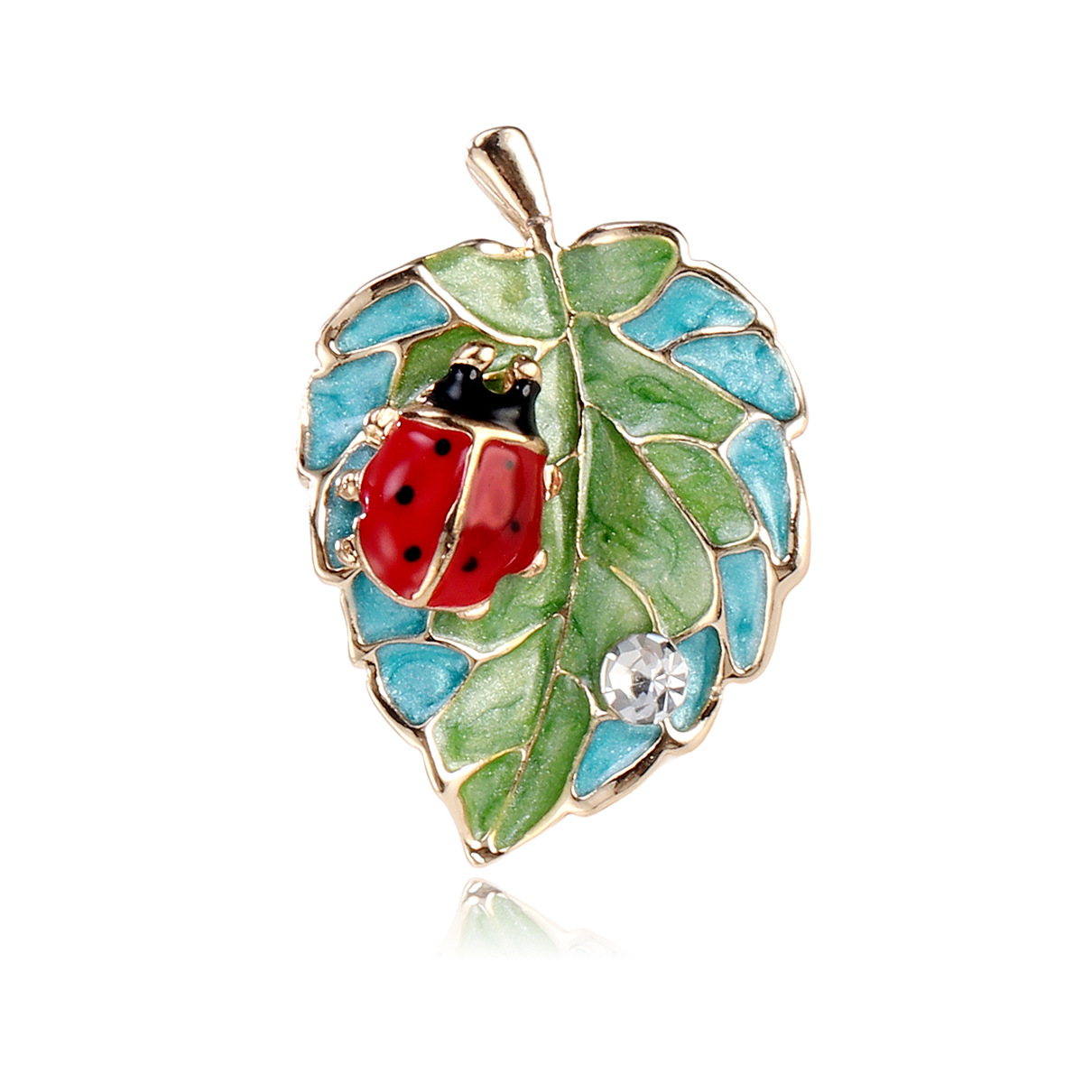 Cross-Border Creative Personalized Enamel Ladybug Leaf Brooch Niche Exquisite Versatile Corsage Thorn Horse Pin Anti-Glare Pin