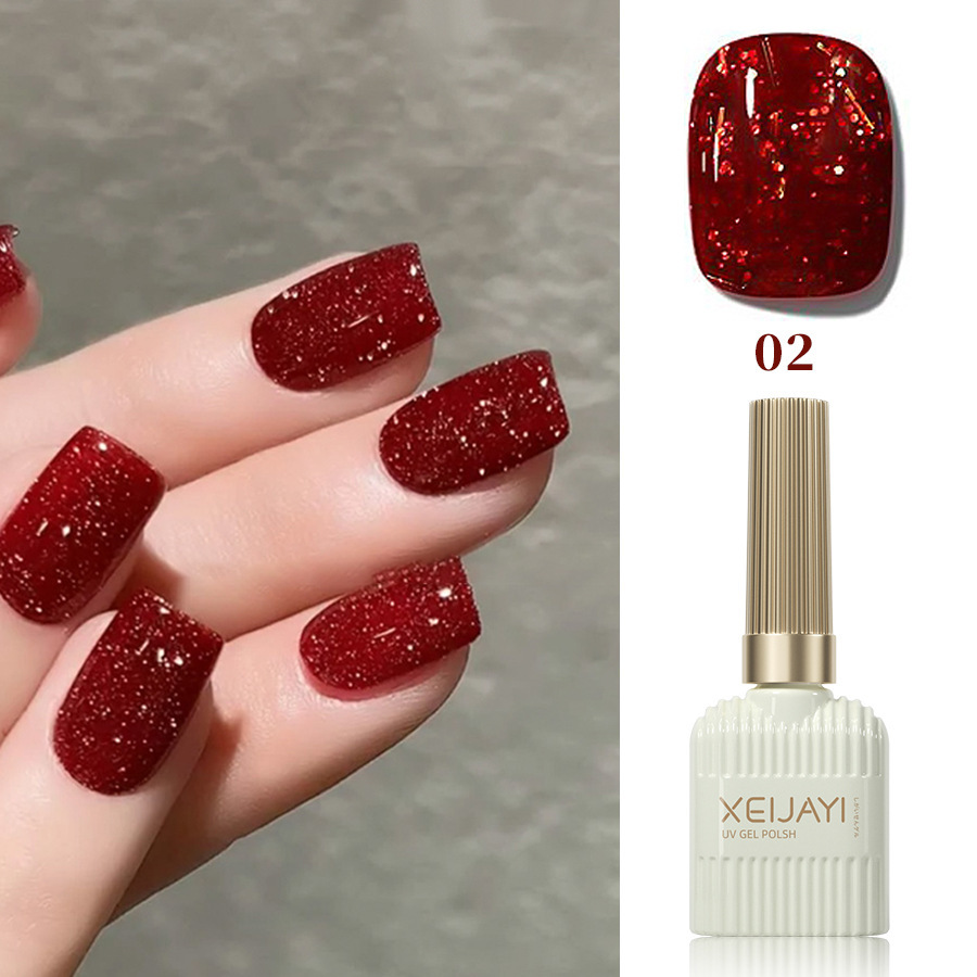 Año nuevo diamante rojo esmalte de uñas pegamento neto rojo esmalte de uñas pegamento de sangre blanco transparente rojo roto diamante flash fototerapia pegamento para salón de uñas