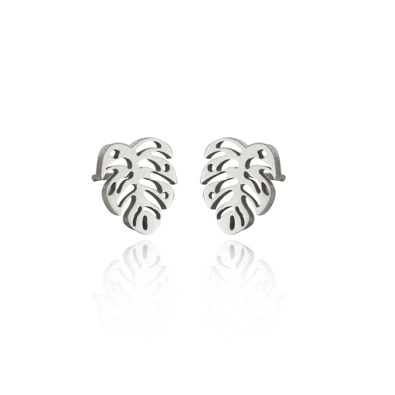 Nuevos productos de comercio exterior transfronterizo: pendientes minimalistas de acero inoxidable con diseño de flor, palmera y corona, estilo japonés y coreano, disponibles para venta al por mayor. image 10