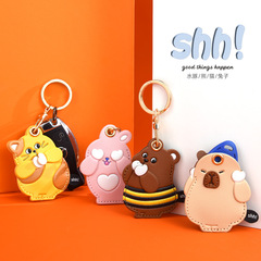 オリジナルshh小動物ミニカードホルダーキーホルダーカピバラかわいい門限カードホルダーキーチェーン小さなストラップ