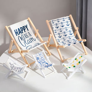 Mediterranean Desktop Small Ornaments Wooden Mini Beach Chair Home Accessories Gift Children's Room Decoration Props Chair X&