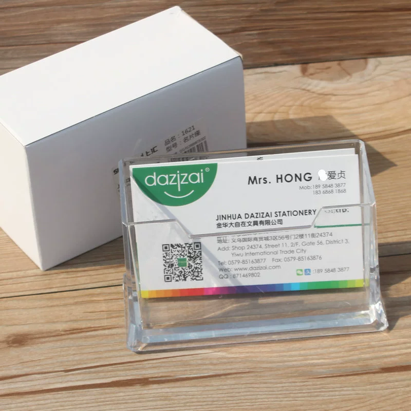 Acrylic table cards for business cards, storage system
