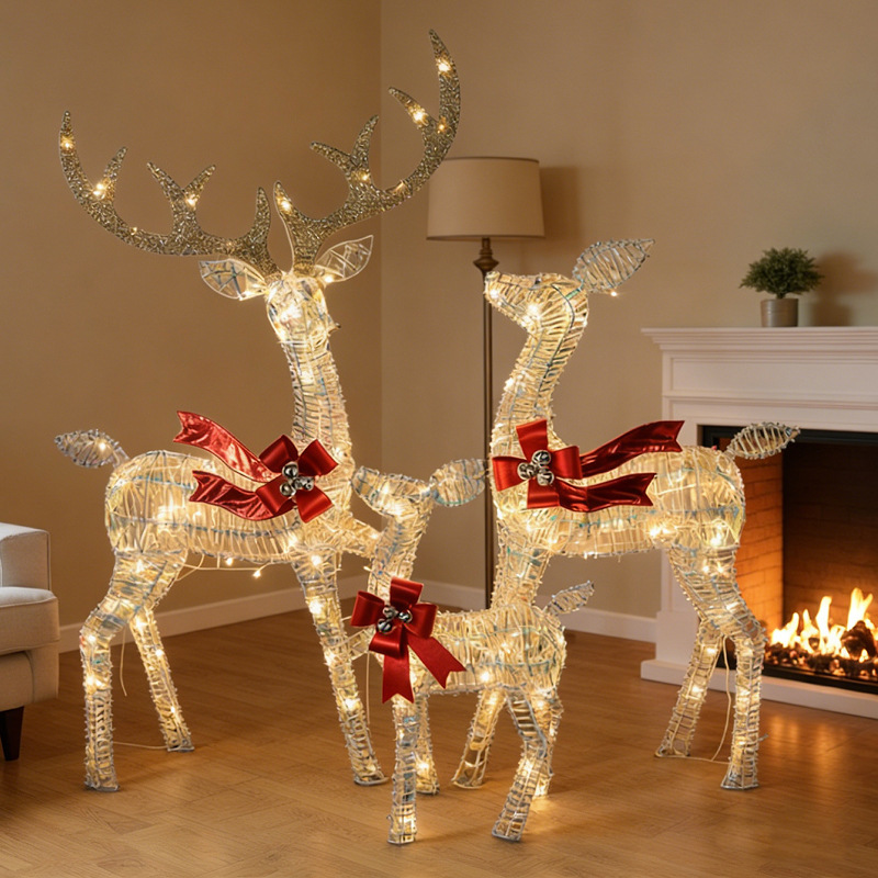 Dropshipping 2026 New Model Iridescent Christmas Deer Set Christmas Window Display Hotel Supermarket Holiday Decoration Ornaments Dropshipping 2026 New Model Iridescent Christmas Deer Set Christmas Window Display Hotel Supermarket Holiday Decoration Ornaments