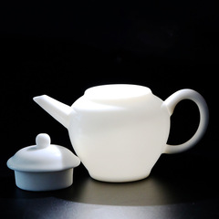 高檔羊脂玉白瓷茶壺陶瓷單壺茶具西施壺側把壺功夫茶具泡茶壺刻字