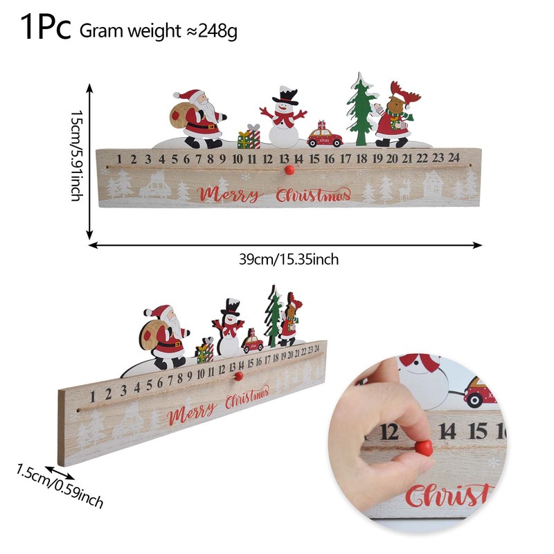 新しいクリスマス装飾木製モバイルカレンダー装飾品顔のない老人クリスマスカウントダウンクリスマスギフト|undefined