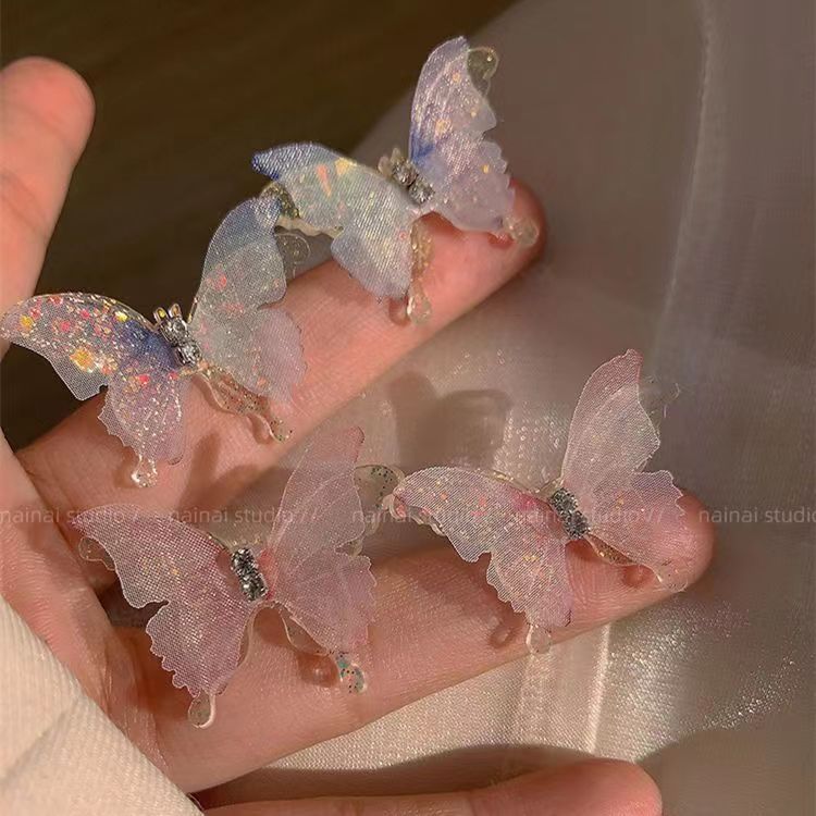 仙氣甜美蝴蝶耳環女小眾設計高級感耳環2023年新款潮洋氣獨特耳飾
