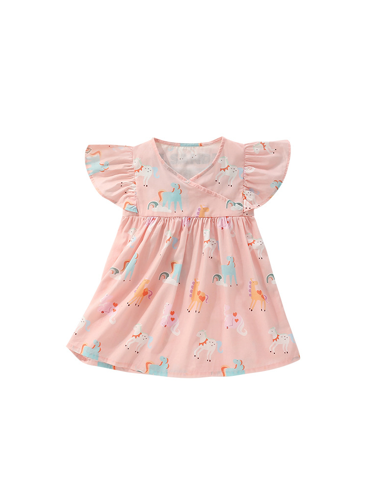 Falda de niña malwee transfronteriza verano nuevo vestido de princesa estilo occidental niña vestido de manga corta estilo occidental para niños