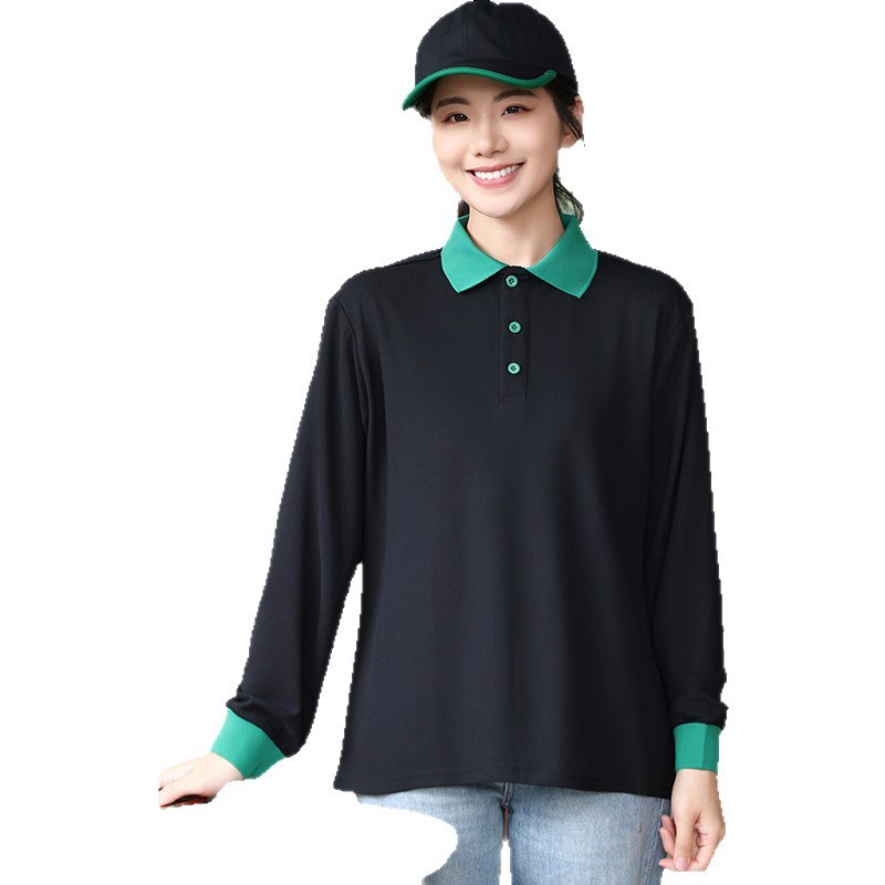 餐饮工作服长袖T恤印logo秋季火锅饭店餐厅服务员polo衫工装套装|undefined
