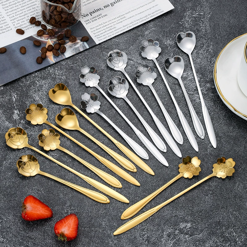 Ложка из нержавеющей стали кофейная ложка вишневого цвета ложка золотая ложка с высоким содержанием лица