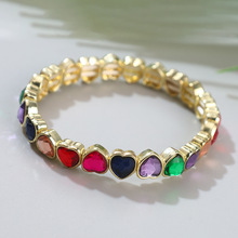 夏季新款潮流百搭彩色滴油笑脸爱心弹力手链男女通用几何时尚手镯