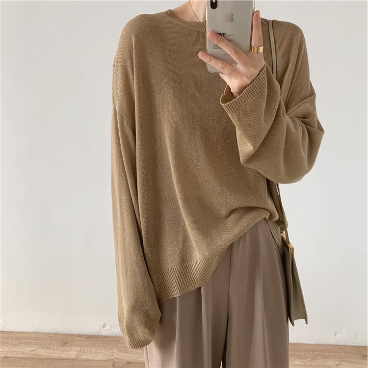 Shopkeeper Knocked Love Linen Tender Color Thin Pullover Knitted Sweater Loose Large Cuffs Slimming All-match Sweater Shopkeeper Knocked Love Linen Tender Color Thin Pullover Knitted Sweater Loose Large Cuffs Slimming All-match Sweater