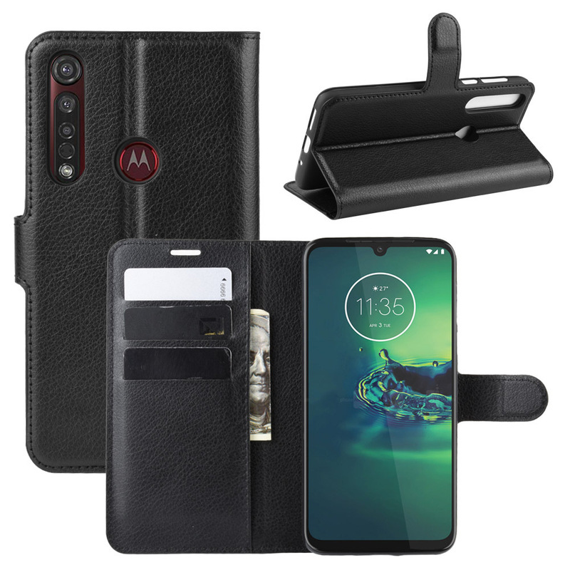 Mobile Phone Case for Motorola Moto G8 Plus Folding Solid Color Simple Card Wallet Leather Case