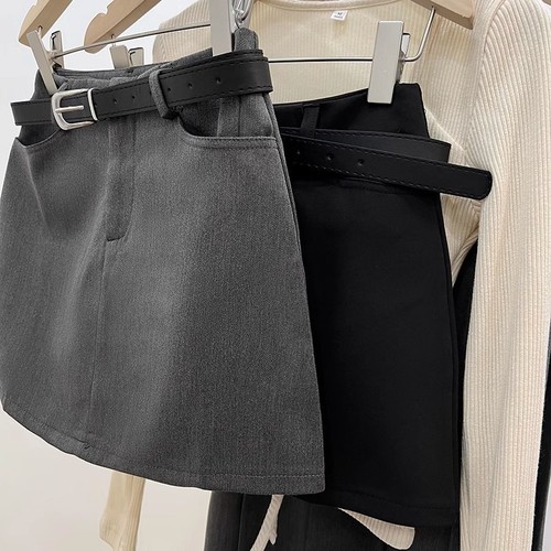 Grey suit short skirt for women in spring and summer, hot girl sleeveless dress, petite high-waisted slimming temperament A-line half-body