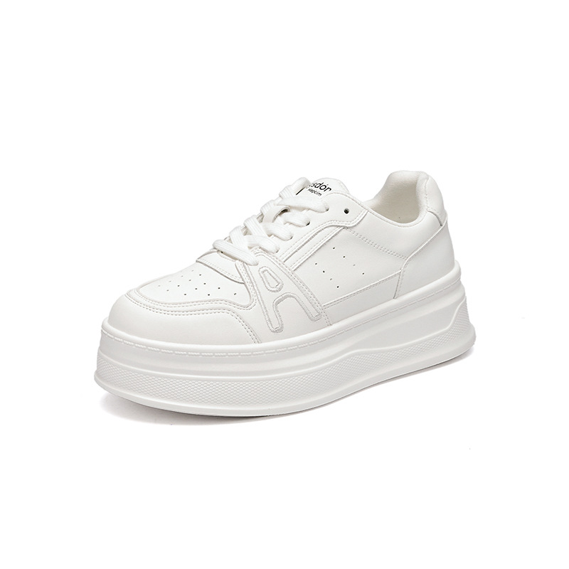 Augu Shi Deng zapatos blancos de suela gruesa para mujeres 2025 nuevos zapatos de skate de otoño estudiantes zapatos casuales ligeros de suela suave