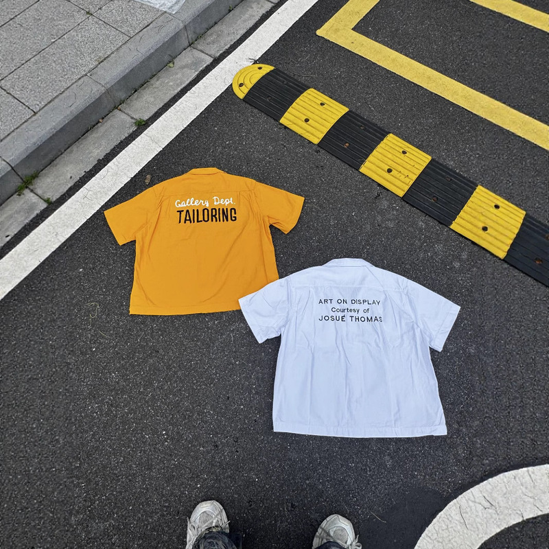 Gallery Embroidered Workwear Canvas Heavy Fabric Jacket 300g Short-Sleeved Shirt Unisex Trendy Brand