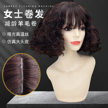 中年女士短发烫卷妈妈羊毛卷高温丝中老年假发化纤气质蓬松短卷发