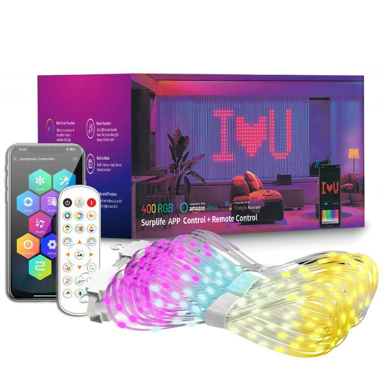 Умные RGB LED‑светильники для штор, текст и узоры DIY, 5V USB, IP65, размеры 1×1 / 2×2 / 3×3 м