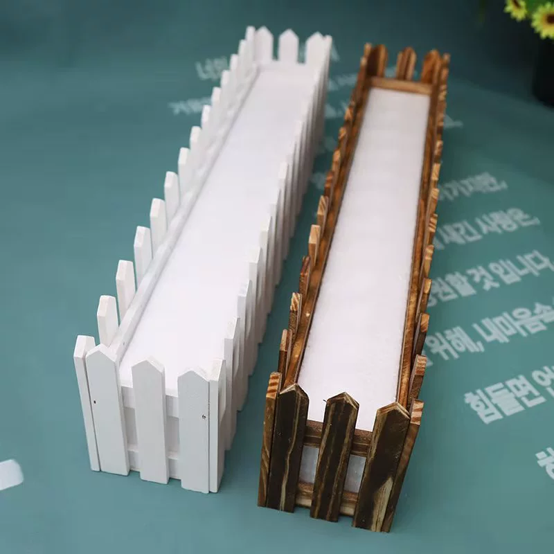 Цветочная композиция из цельного дерева маленький забор сушеный цветок белый идиллический стиль столешница искусственных цветов декоративная лента пена земля Цинь Сюань