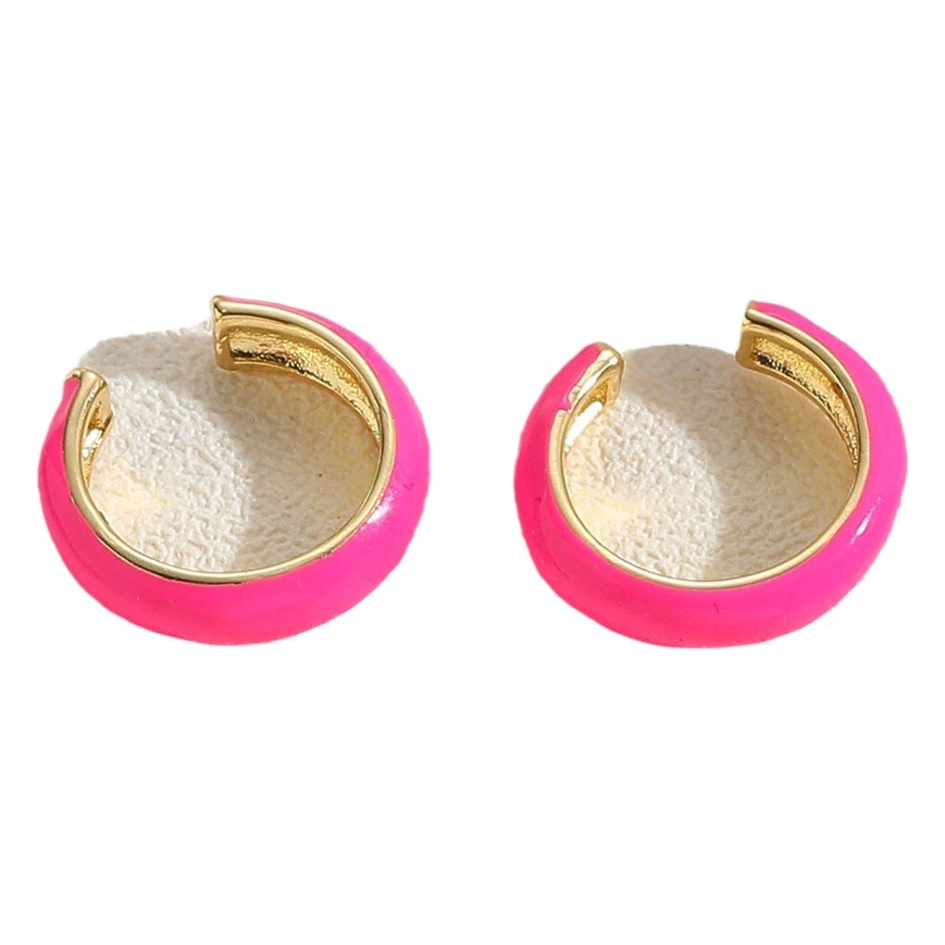 Summer dopamine color enamel C- shaped ear ring ear clip Amazon popular simple all-match drop earrings wholesale