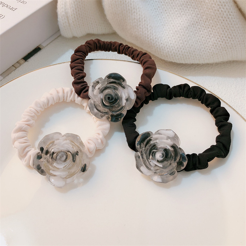 Camellia original anillo de pelo intestino delgado temperamento flor de la niña cuerda de cabeza de banda de goma de alta elasticidad cuerda de pelo universal adornos para el pelo