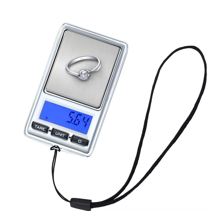 Exquisite lanyard jewelry scale mini portable small palm scale stainless steel brushed tray high precision