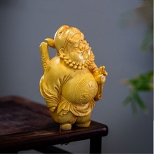 黄杨木雕天师钟馗手把件崖柏木雕人物摆件工艺品天师赐福招财转运