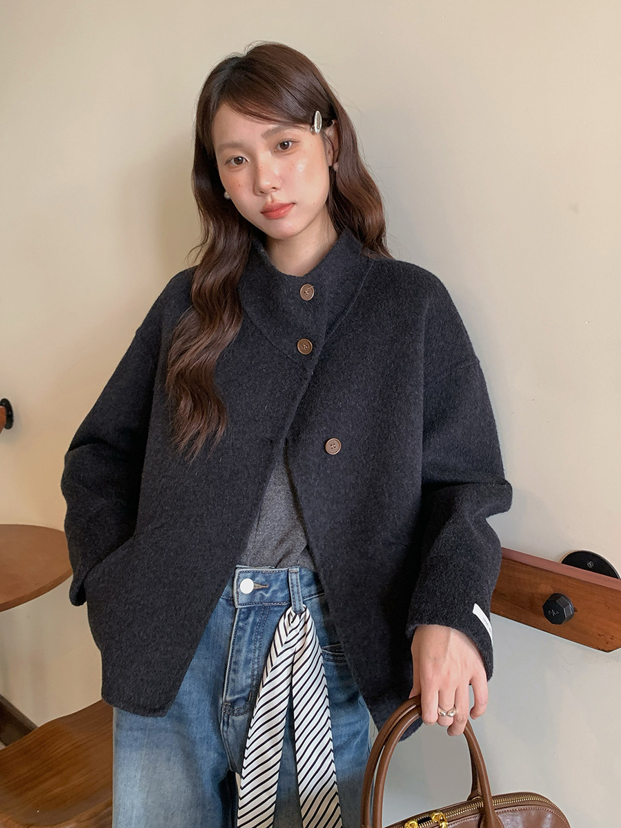 【老钱美学】歌铭复古立领双面毛呢小香风短款外套女冬上衣N687C