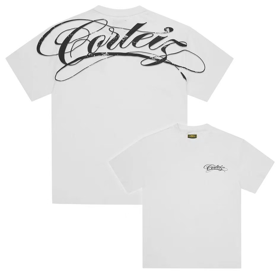 Camiseta casual solta e moderna com estampa de letras, estilo americano, Kanye, nova coleção primavera/verão 2026, para o mercado internacional.