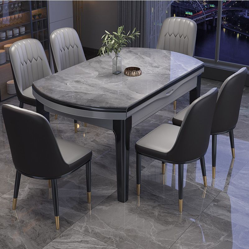 Hot-Selling Bright Slate Dining Table and Chair Combination Solid Wood Small Apartment Modern High-End Restaurant Square and Round Dining Table for Home Use