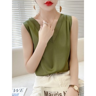 20 Sleeveless Gauze Inner Bottoming Tops 24 New Heavy Silk Small Camisole Women's Satin V Neck