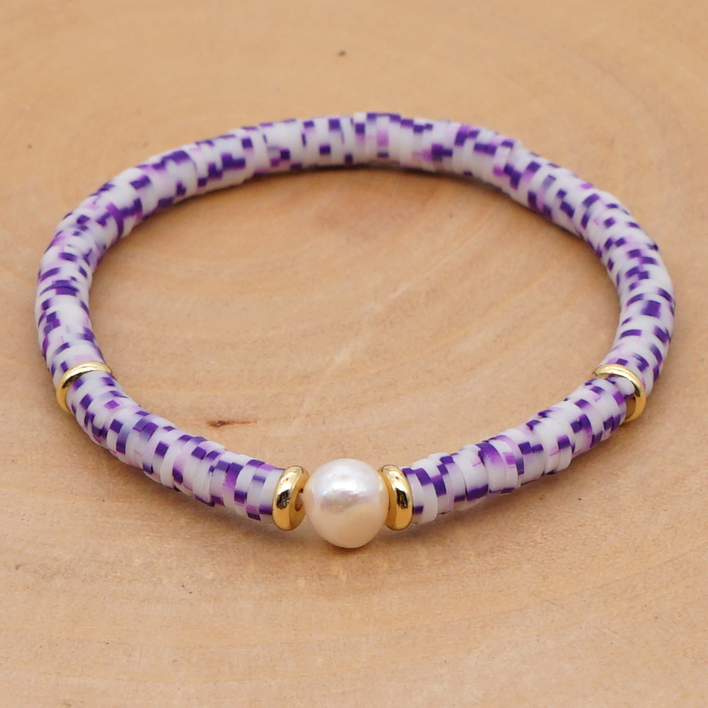fashion color soft pottery pearl small braceletpicture5