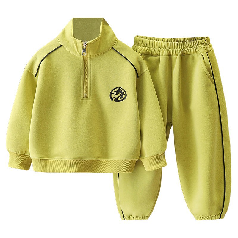 6120 traje de suéter para niños modelos de primavera y otoño 2025 nuevo traje casual de otoño para niños de dos piezas deportivas para bebés de estilo occidental