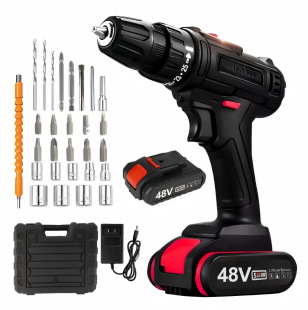 Multi-functional design, ultra-long standby, new technology, two-speed speed adjustable rechargeable lithium battery, strong and durable high-speed electric drill