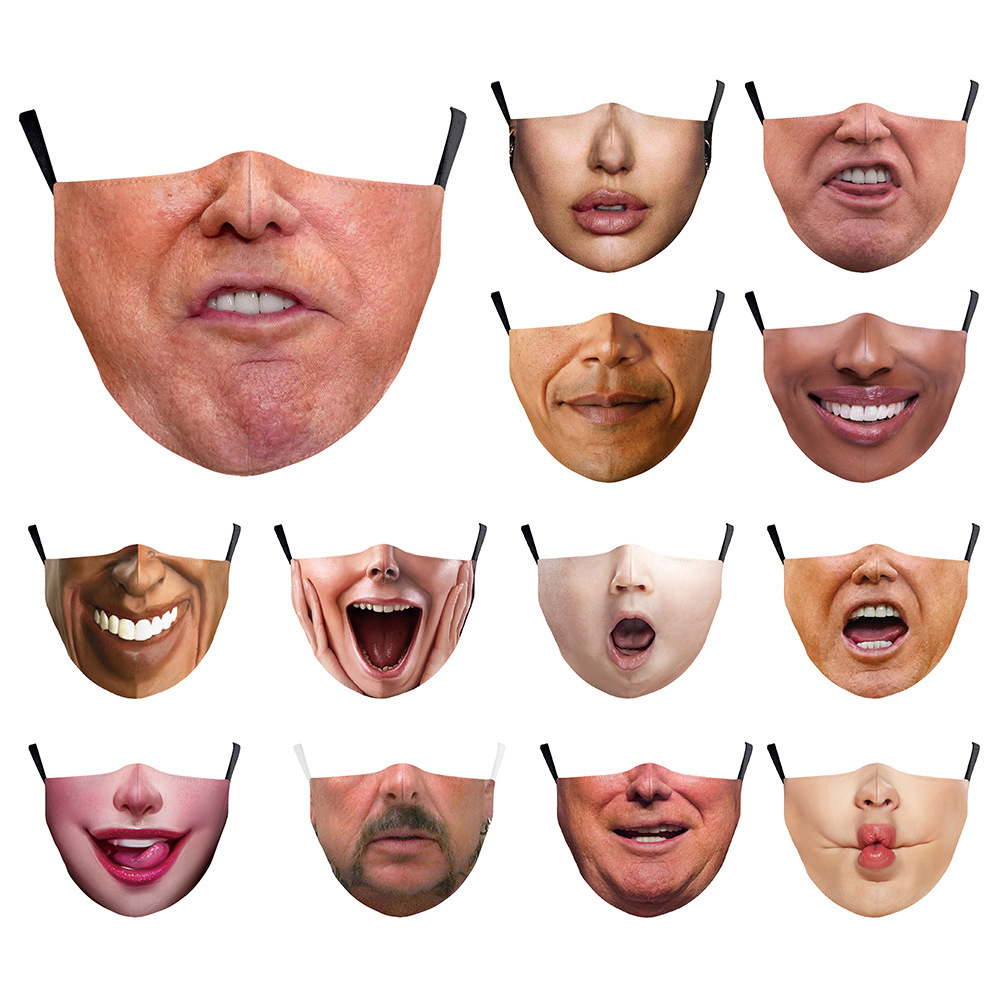 Outdoor Adult Anti-Insect Breathable Adjustable Washable Game Simulated Funny Face Print Lifestyle Women