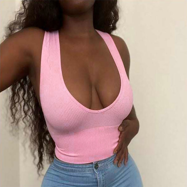 112g Weight Cotton Fabric Type Short Top Length Wholesale Women's Casual Stripe Solid Color Tank Tops