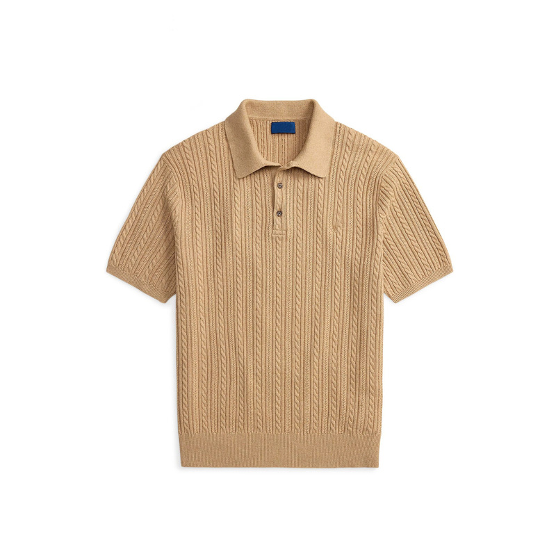 Rl Ralph Lauren Summer Polo Short-Sleeve Couple's Cable Knit Button Breathable T-Shirt Women's Embroidered Knitwear Men's Rl Ralph Lauren Summer Polo Short-Sleeve Couple's Cable Knit Button Breathable T-Shirt Women's Embroidered Knitwear Men's
