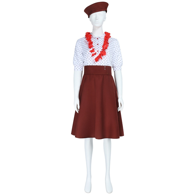 Light and Night Love Sophie-Style Polka Dot Shirt, Brown Skirt Set, Beret, Flower Wreath, Cosplay Costume Light and Night Love Sophie-Style Polka Dot Shirt, Brown Skirt Set, Beret, Flower Wreath, Cosplay Costume
