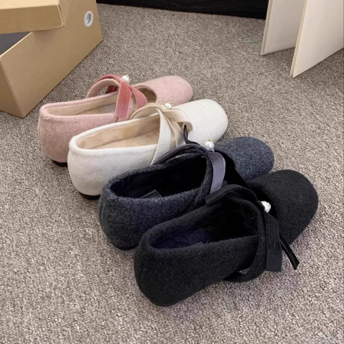 Внутреннее увеличение ~ Mary Jen волосатые туфли женские зимние носить новые серые одиночные туфли женские толстые подошвы плюс бархатные хлопчатобумажные туфли