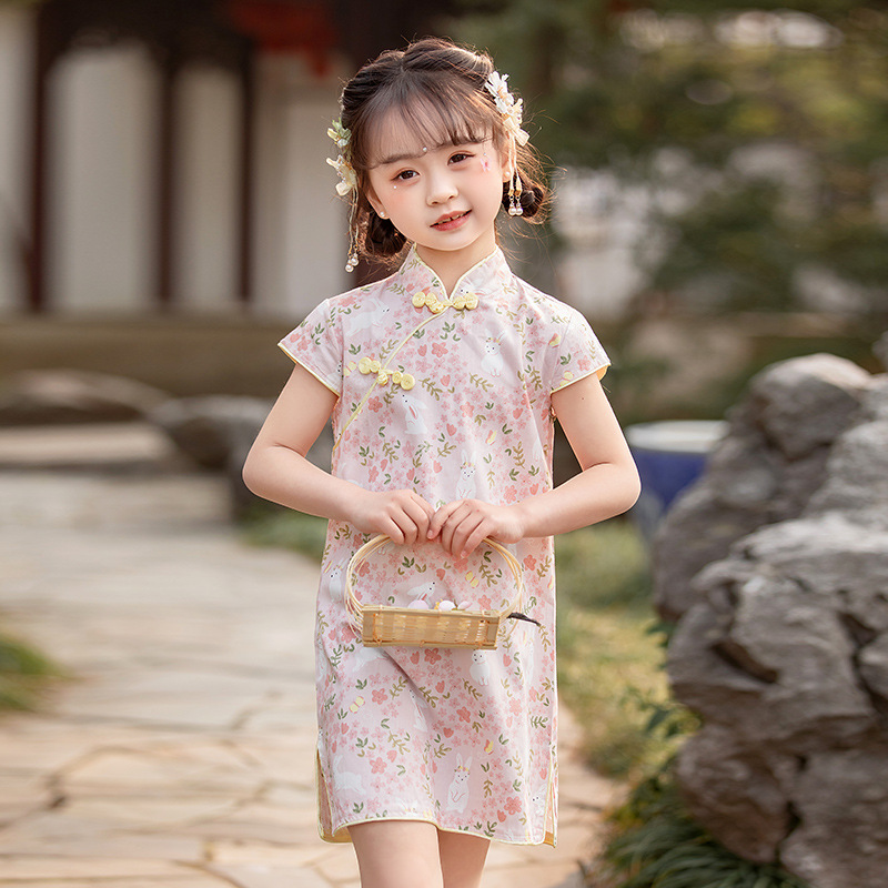 Child's Qipao Summer Dress in Style of Sistina, Chinese Traditional Dress for Girls, Chinese Style, Tang Suit, Ancient Costume, Hanfu Princess Dress