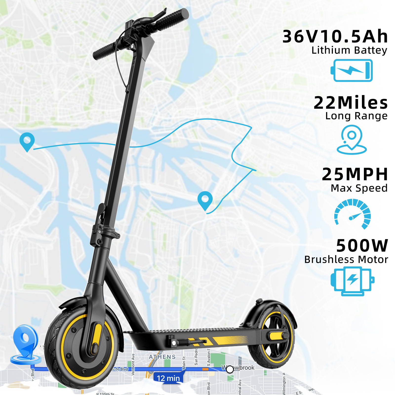 10 inch adult electric scooter 500W two wheel electric folding portable electric scooter light battery car