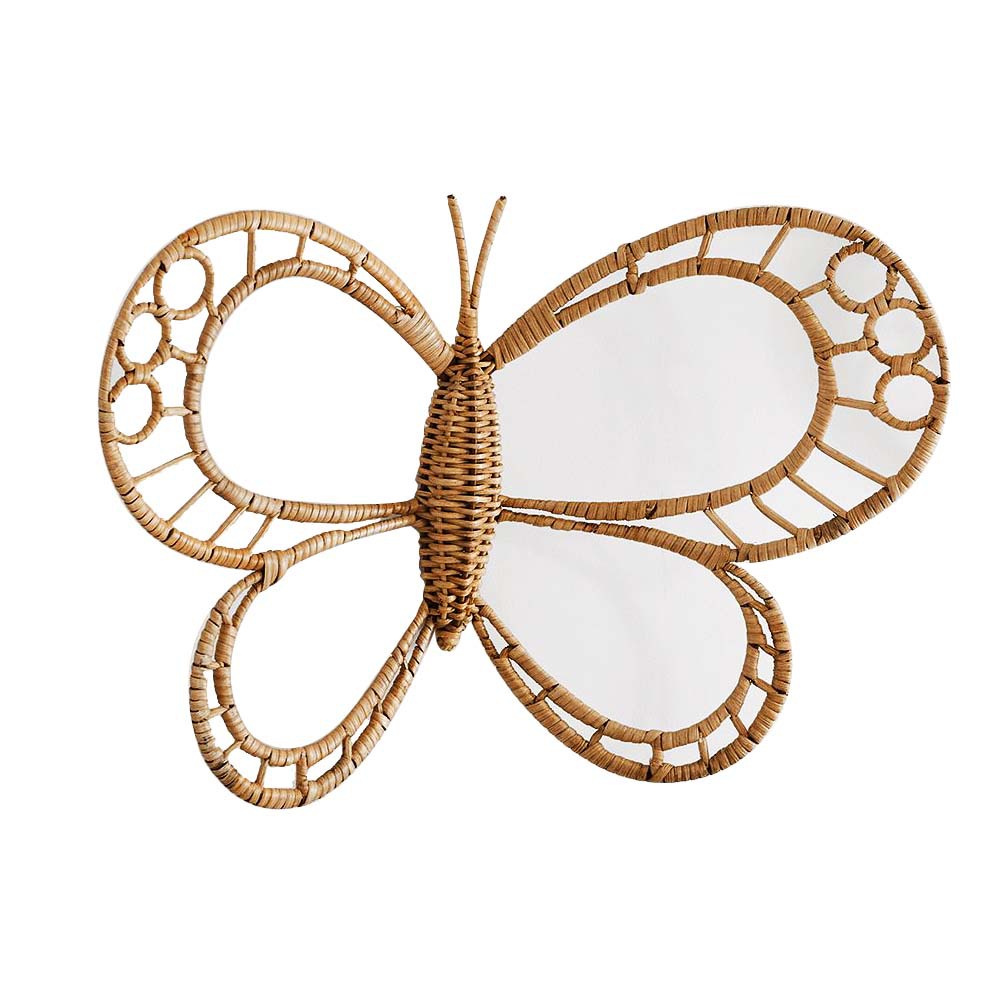 Estilo nórdico decoración de ratán paja forma de mariposa decoración de la pared B & B Hotel fotografía accesorios decoración colgante de pared