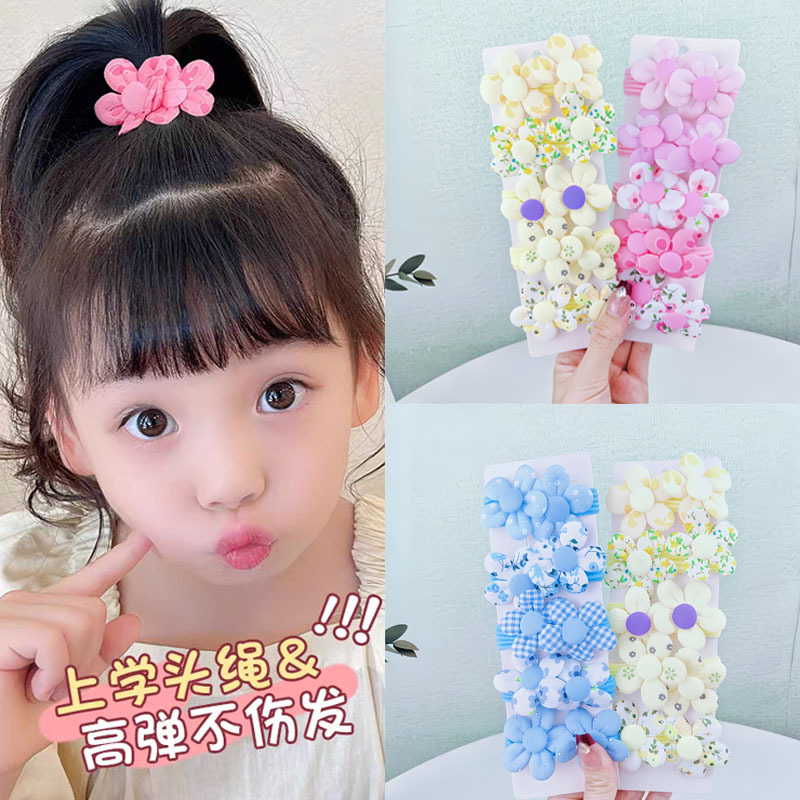 Niños correa de goma niña dulce flor toalla anillo no daña cabello bebé cuerda de cabeza niña atada bola anillo de cabello adornamiento para el cabello