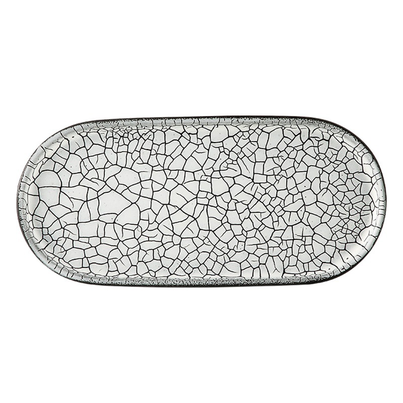 Luz de lujo placa ovalada de cerámica bandeja de baño hogar Baño encimera de almacenamiento bandeja decorativa suministros de hotel plato de cena