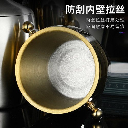 Stainless steel double-layer insulated ice bucket with carrying handle, lid, for bar, KTV, beer, red wine, champagne, ice cube bucket
