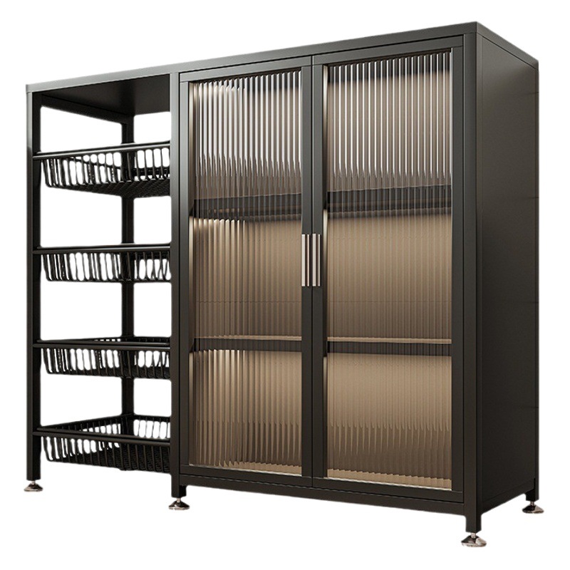 Estantes de cocina, gabinetes de almacenamiento multicapa de piso a techo, gabinetes domésticos contra la pared con puertas, hornos microondas, gabinetes de horno, gabinetes de almacenamiento